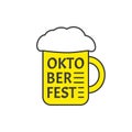 Beer mug icon. Pint of beer with foam. Oktoberfest logo. Vector illustration. Royalty Free Stock Photo